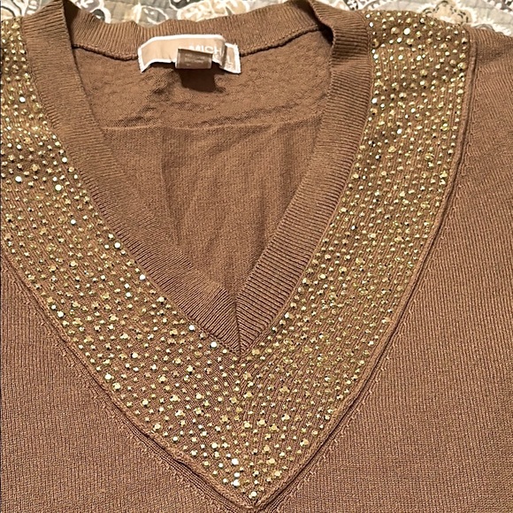 Michael Kors V-Neck Sweater with Gold Embellishments - Medium / M women’s - Picture 2 of 7